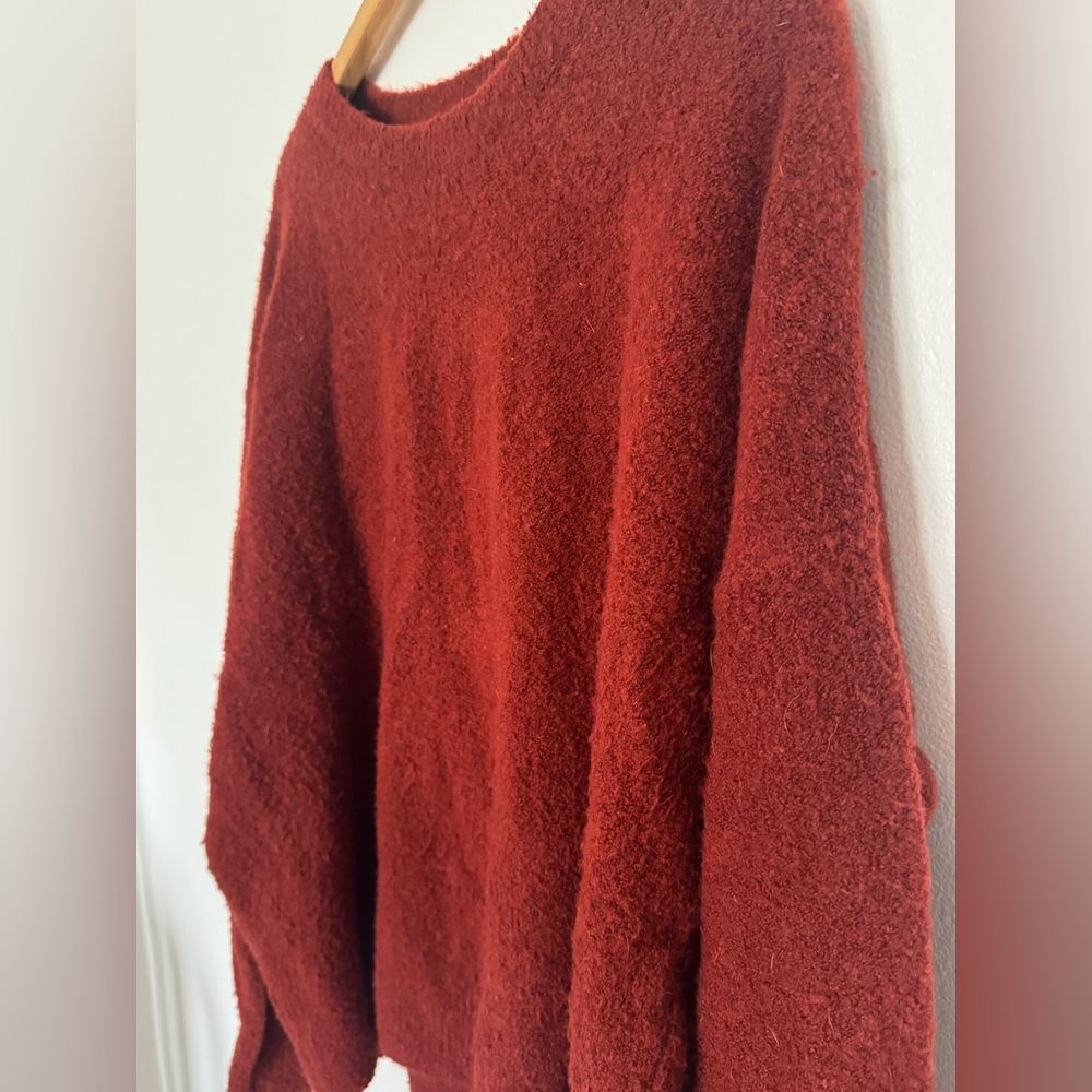 Boucle Pullover Sweater Rust Red